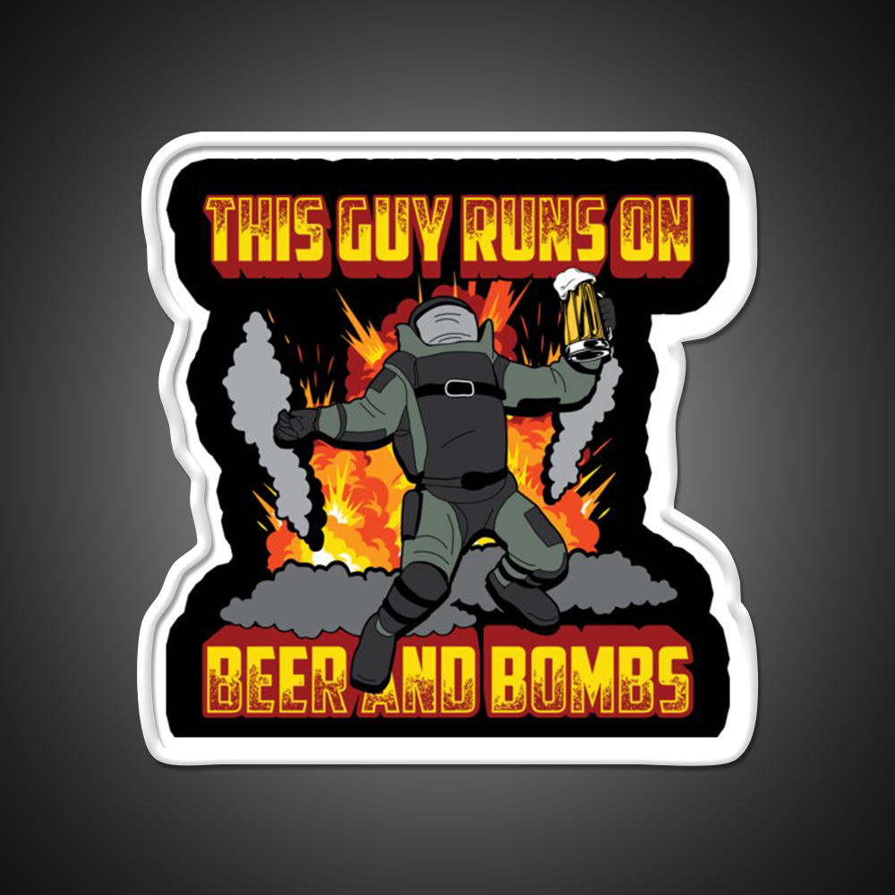 This Guy Runs On Beer And Bombs Eod Beer Bar Decor Led Neon Sign Rgb Color - LED neon sign view 11