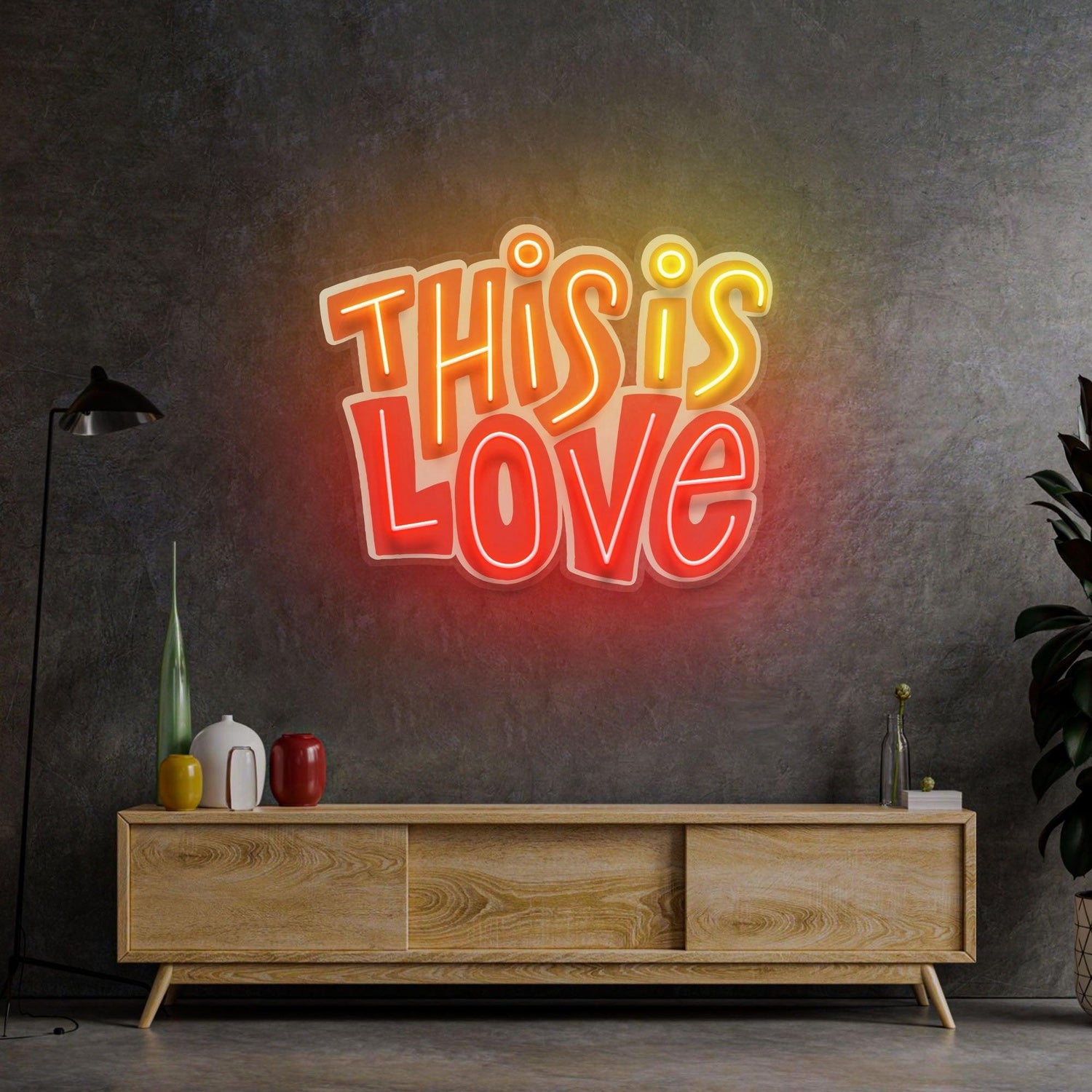 This Is Love Warm-Toned Uv Printed Led Neon Sign For Cozy Home Decor | Shineneon