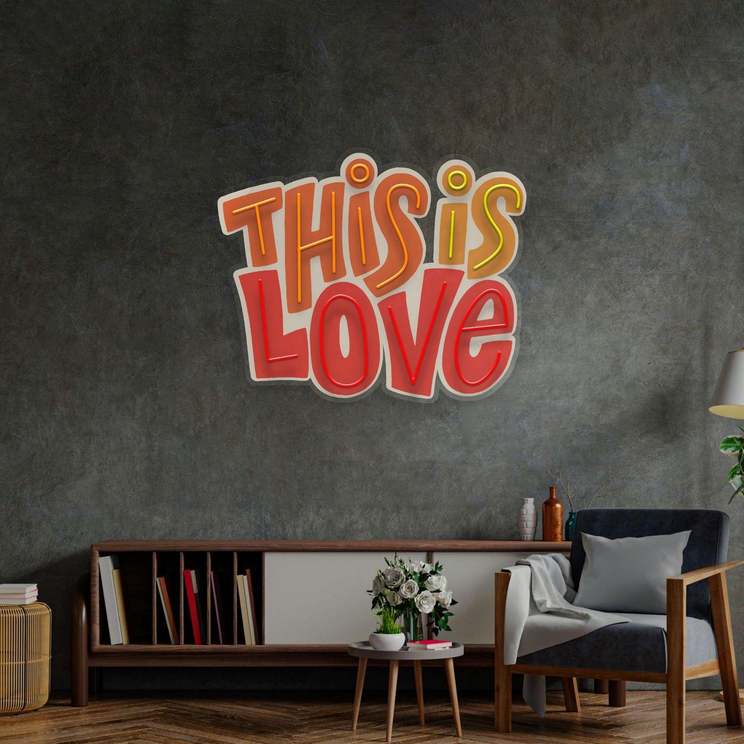 This Is Love Warm-Toned Uv Printed Led Neon Sign For Cozy Home Decor | Shineneon