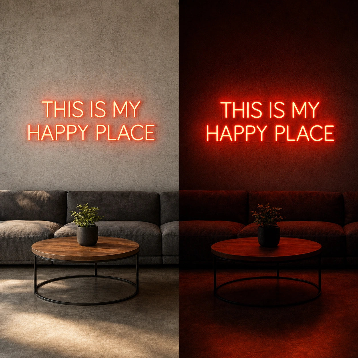 This Is My Happy Place Wall Decor LED Neon Sign Garage Man Cave Neon Sign day and night comparison