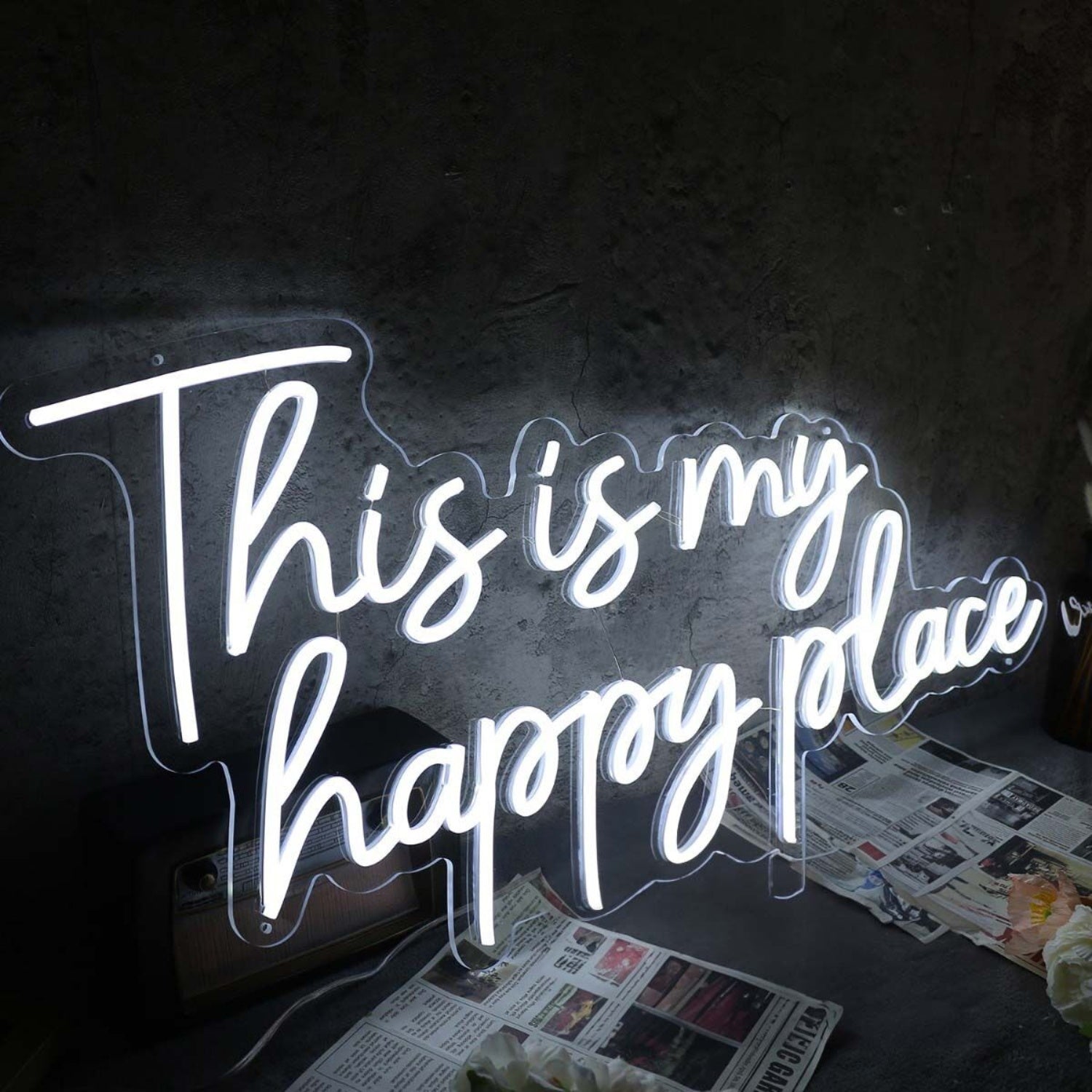 This Is My Happy Place White Custom Led Neon Sign | Shineneon