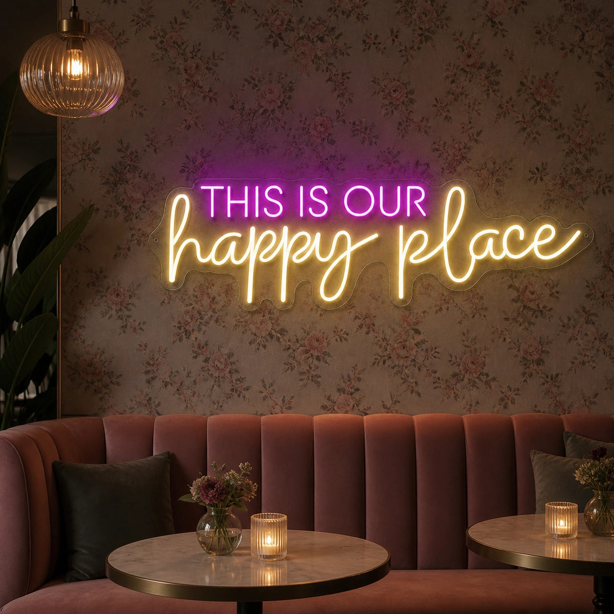 This Is Our Happy Place LED Neon Sign Garage Man Cave Neon Sign real lifestyle scene