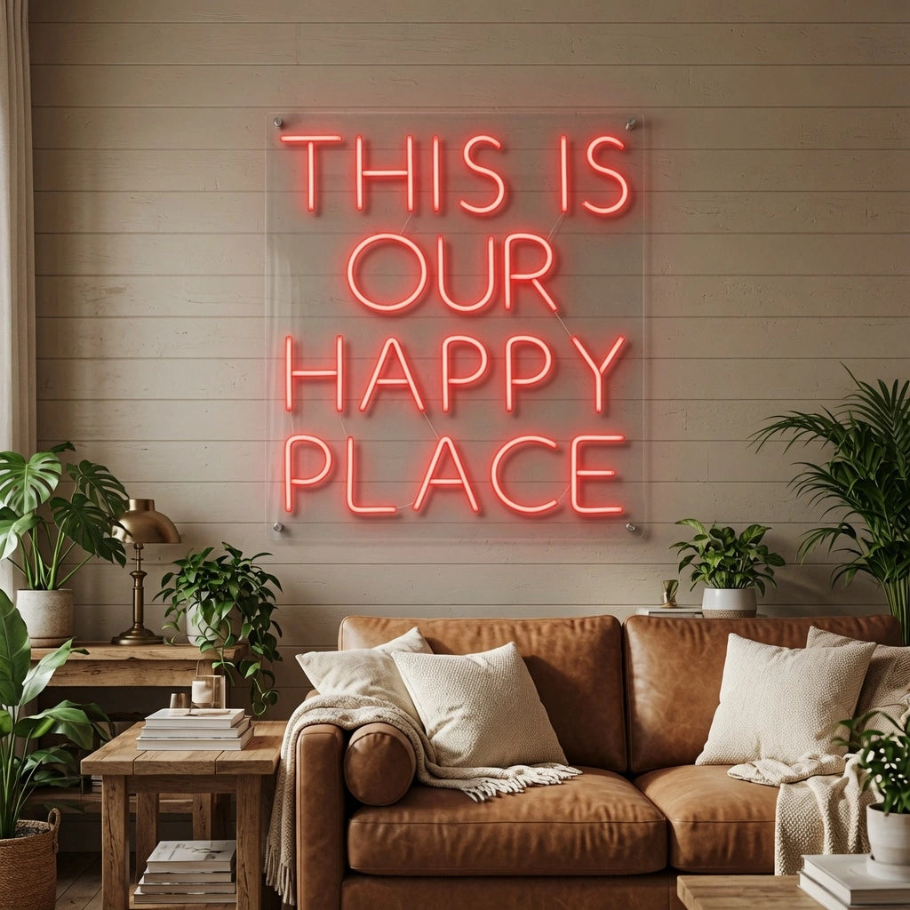 This Is Our Happy Place LED Neon Sign Wall Decor - 03 Real Lifestyle Scene