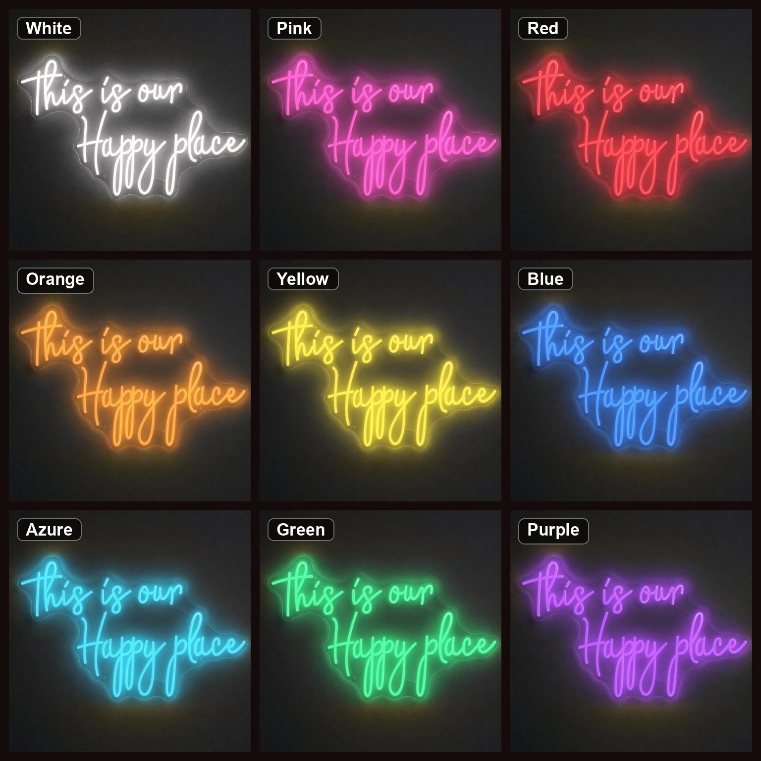 This Is Our Happy Place Man Cave LED Neon Sign color grid