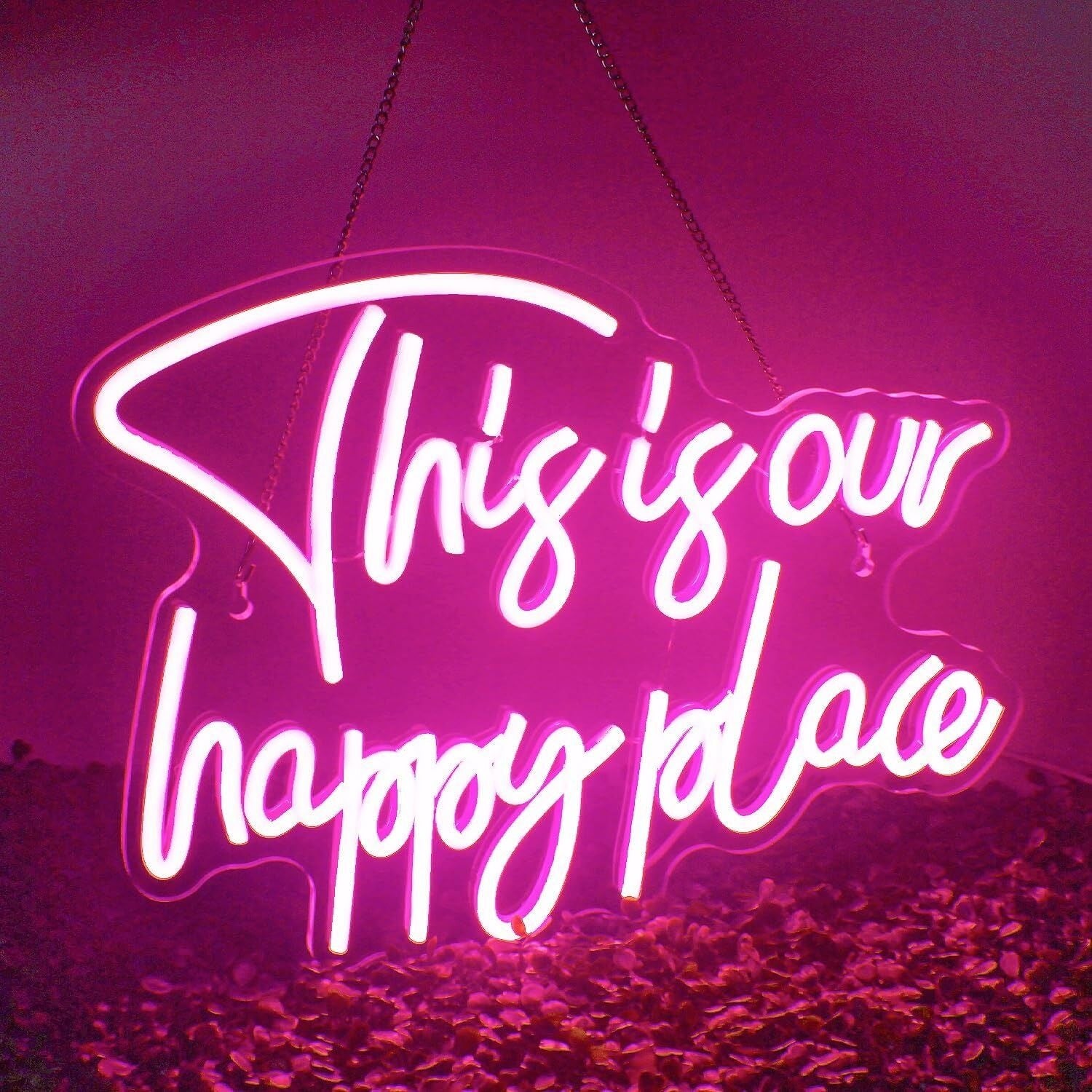This Is Our Happy Place Pink Neon Sign Bedroom Comfort | Shineneon