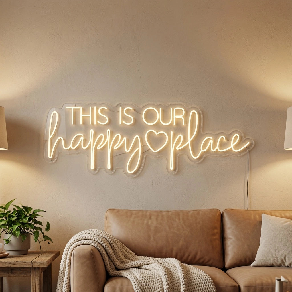 This Is Our Happy Place Wall Decor LED Neon Sign Wall Neon Sign - 03 Real Lifestyle Scene