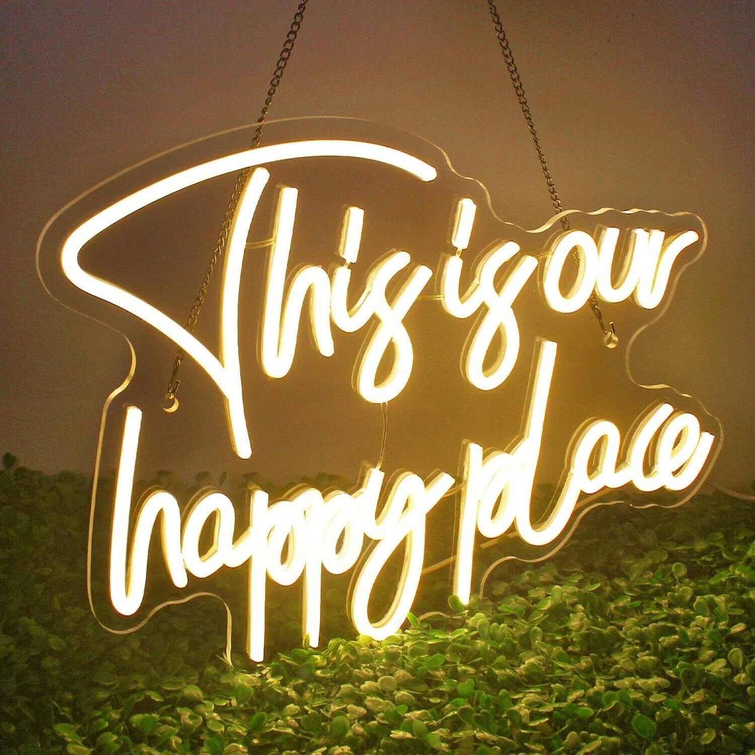 This Is Our Happy Place Warm White Neon Sign Cozy Home | Shineneon