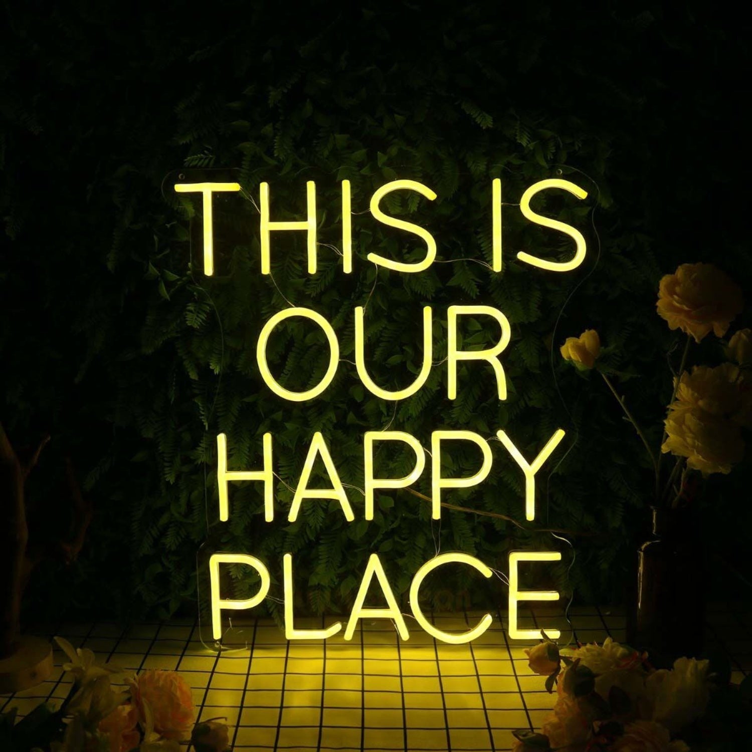 This Is Our Happy Place Yellow Led Neon Sign - Shineneon