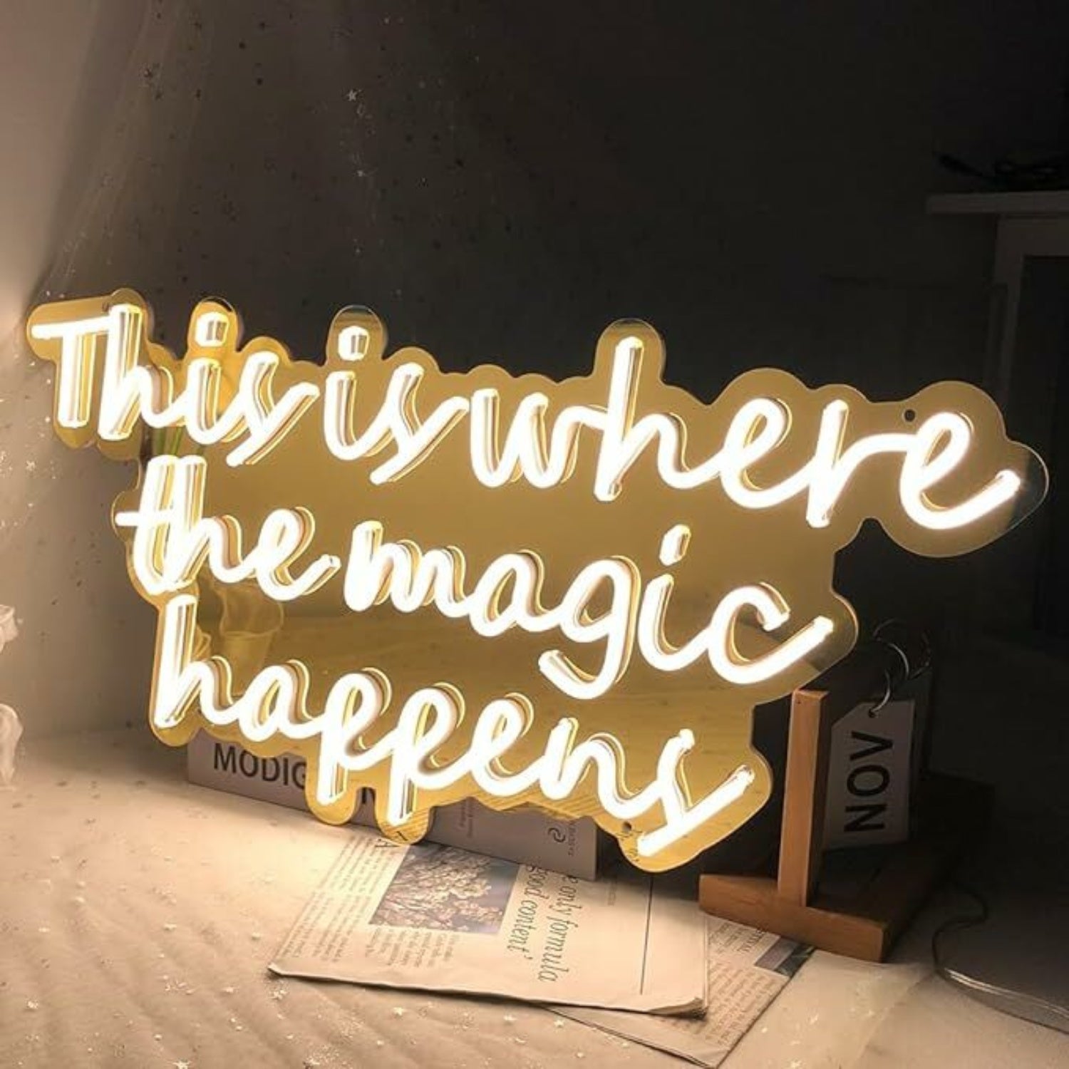 This Is Where The Magic Happens Gold Backsplash Led Neon Signs | Shineneon
