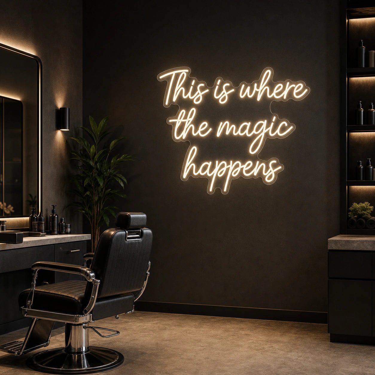 This Is Where The Magic Happens LED Neon Sign Garage Man Cave Neon Sign size image