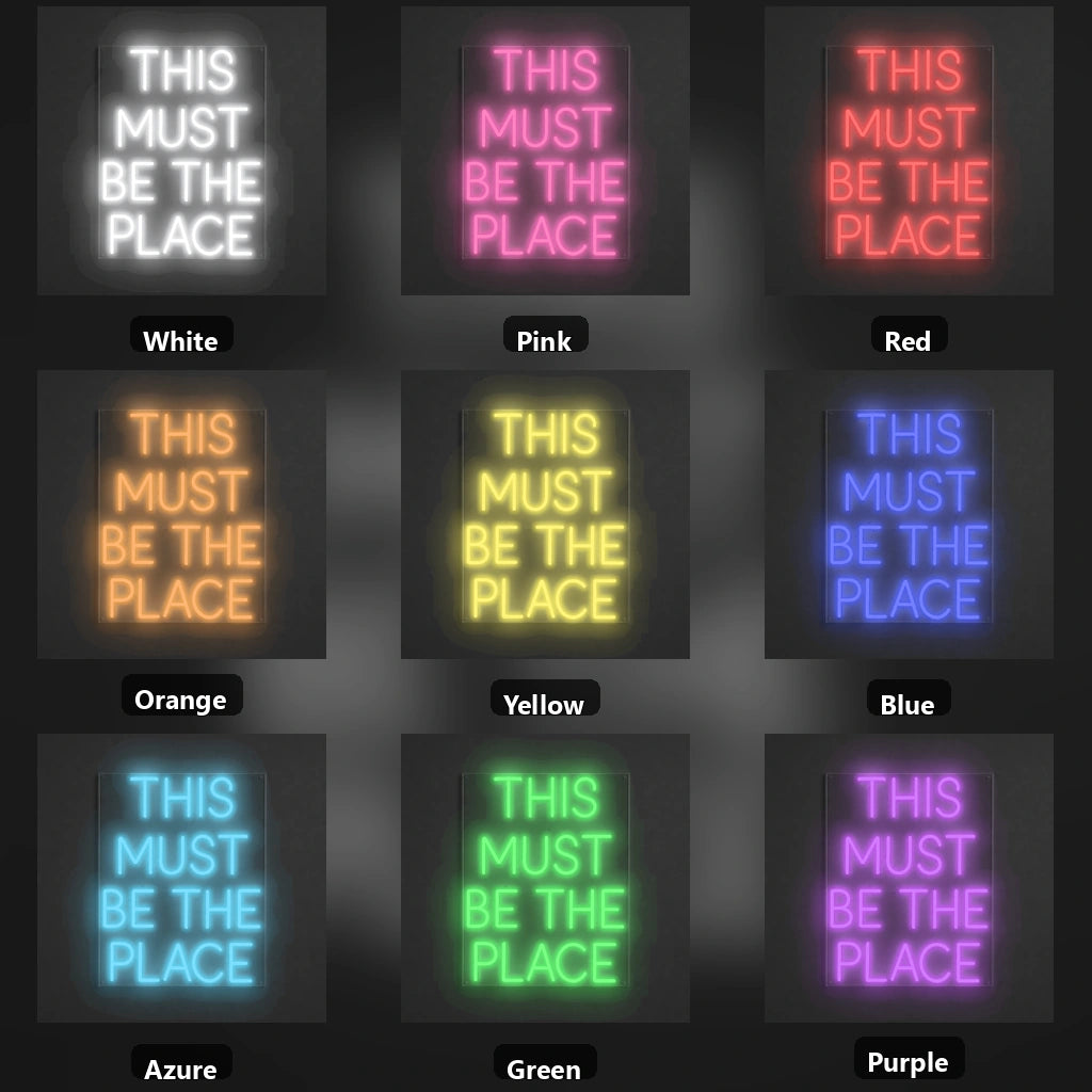 This Must Be The Place Bedroom Decor LED Neon Sign Garage Man Cave Neon Sign color grid