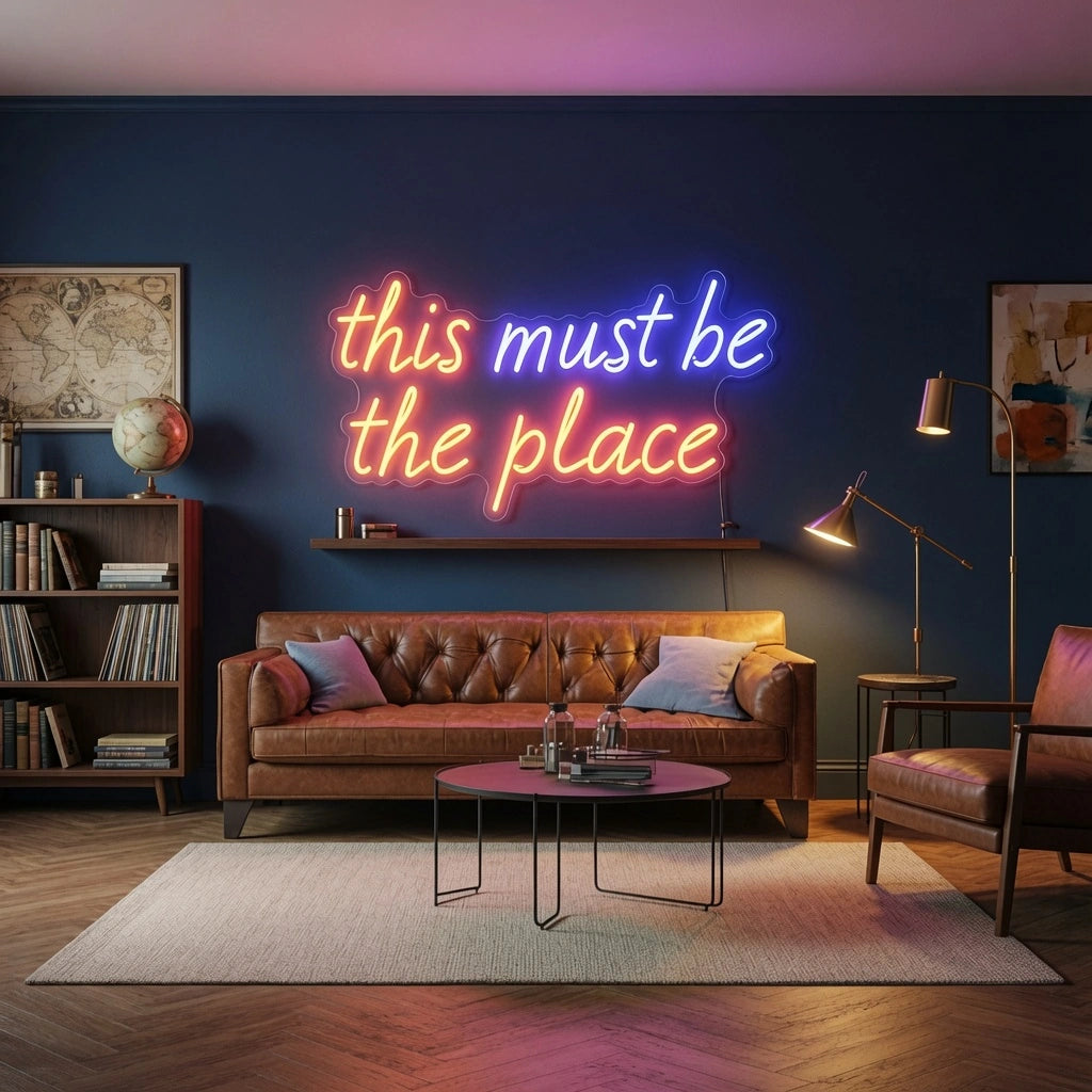 This Must Be The Place Business Wall Decor LED Neon Sign - 03 Real Lifestyle Scene