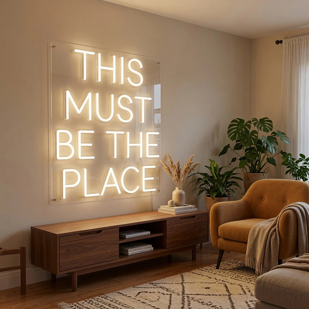 This Must Be The Place Commercial Wall Art LED Neon Sign - 03 Real Lifestyle Scene