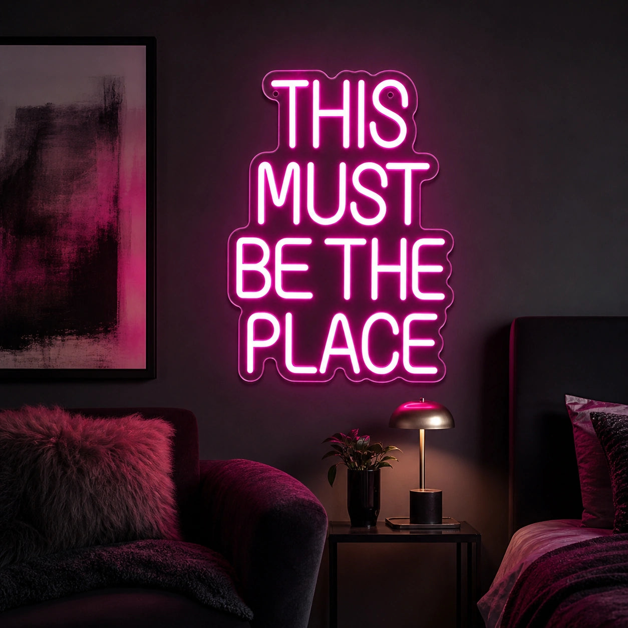 This Must Be The Place Room Decor LED Neon Sign Garage Man Cave Neon Sign real lifestyle scene