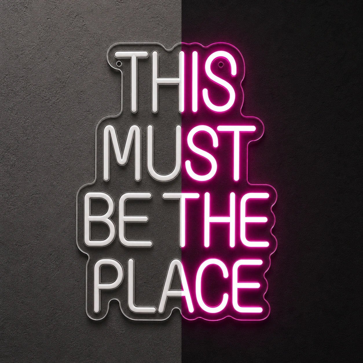This Must Be The Place Room Decor LED Neon Sign Garage Man Cave Neon Sign day and night comparison