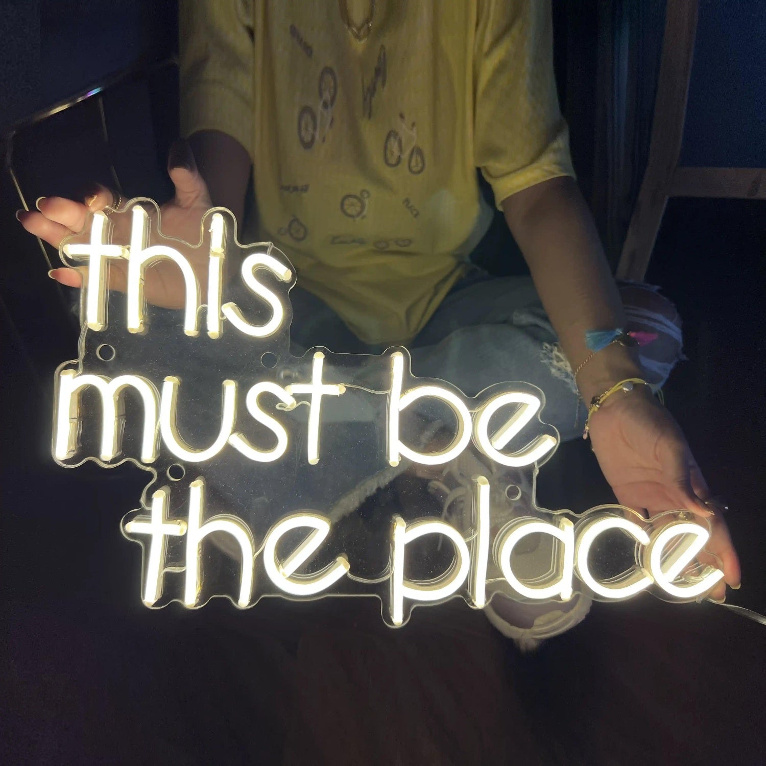 This Must Be The Place Warm Orange-Toned Led Neon Sign For Indoor Wall Decor | Shineneon
