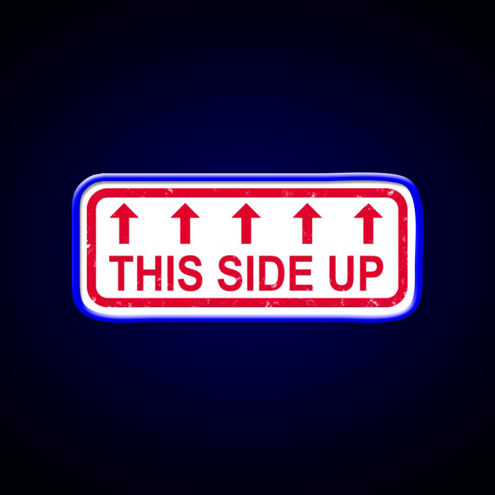 This Side Up Warning Label Stamp Beer Bar Decor Led Neon Sign Rgb Color
