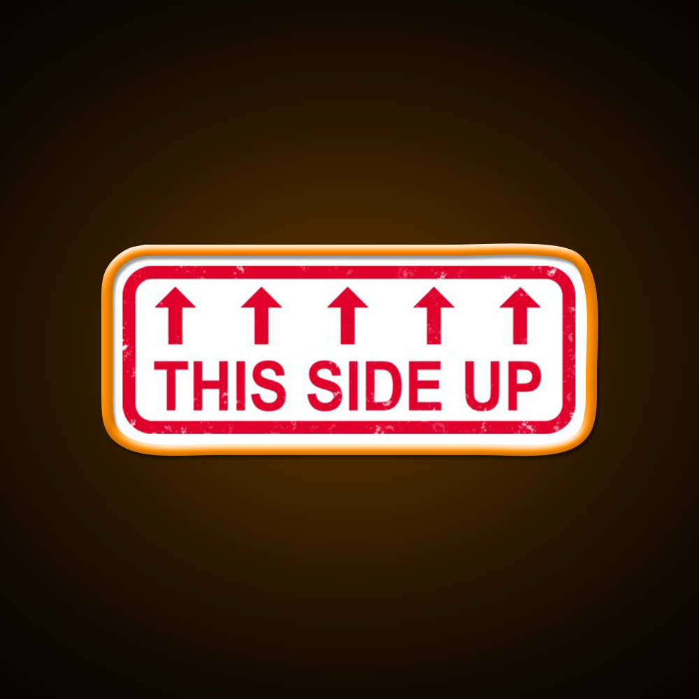 This Side Up Warning Label Stamp Beer Bar Decor Led Neon Sign Rgb Color - LED neon sign view 6
