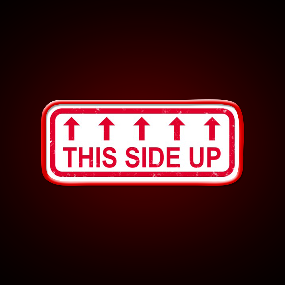 This Side Up Warning Label Stamp Beer Bar Decor Led Neon Sign Rgb Color - LED neon sign view 10
