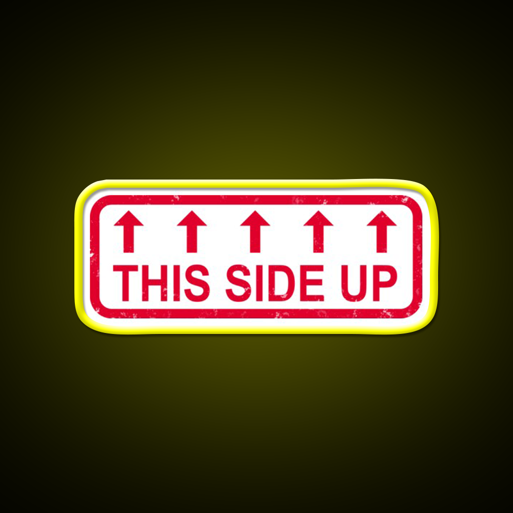 This Side Up Warning Label Stamp Beer Bar Decor Led Neon Sign Rgb Color - LED neon sign view 7