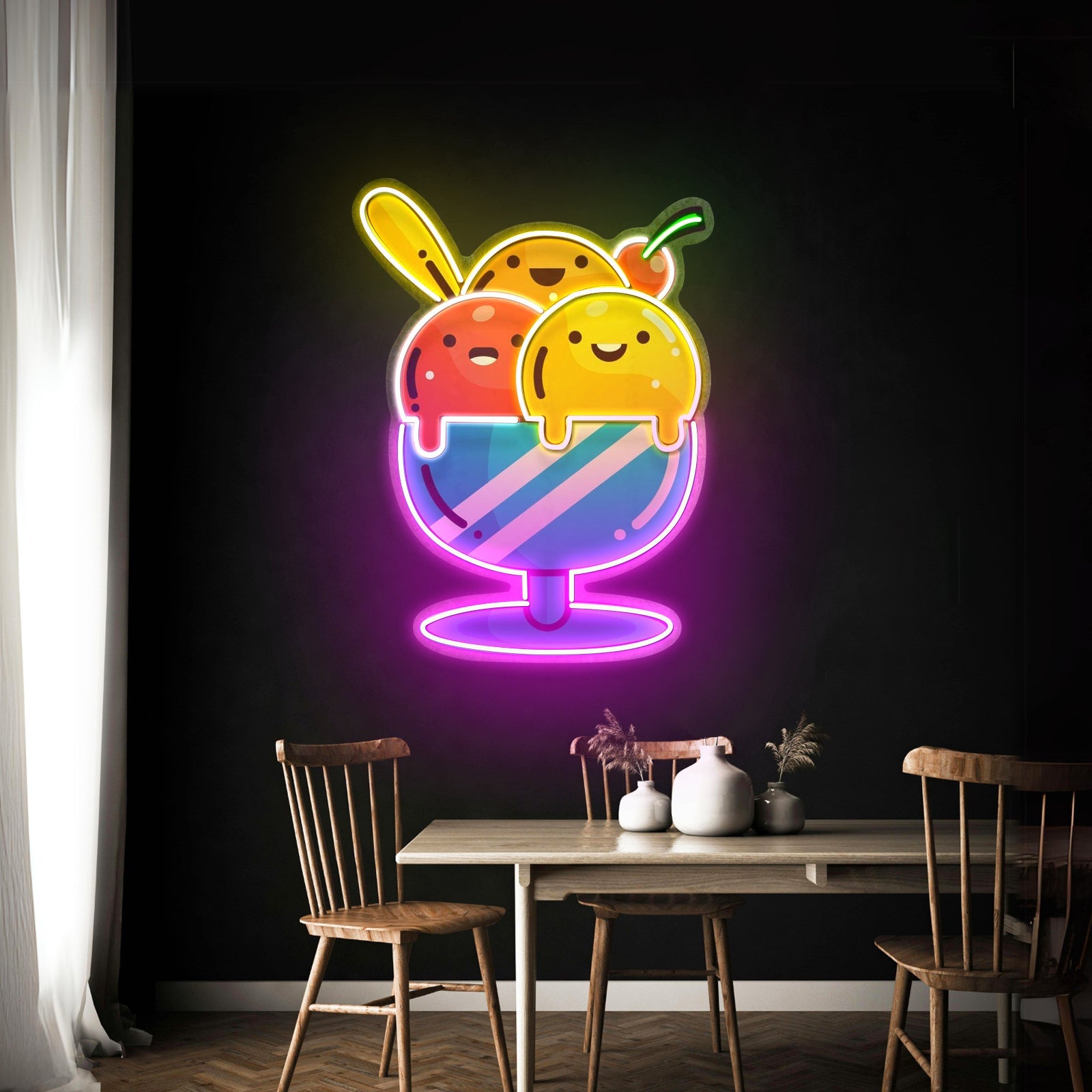 Three Color Icecream Custom Led Signs Artwork For Sale - Shineneon
