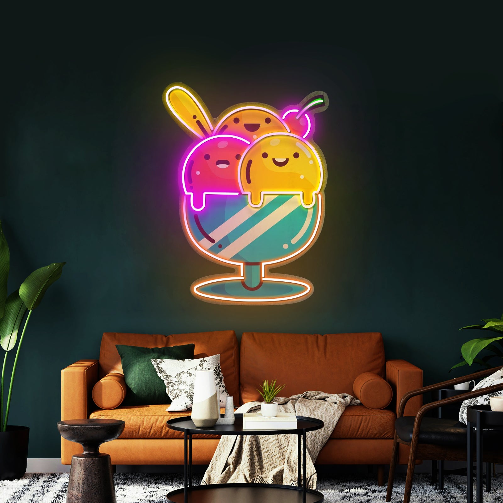 Three Scandinavian Santas Neon Artwork For Sale