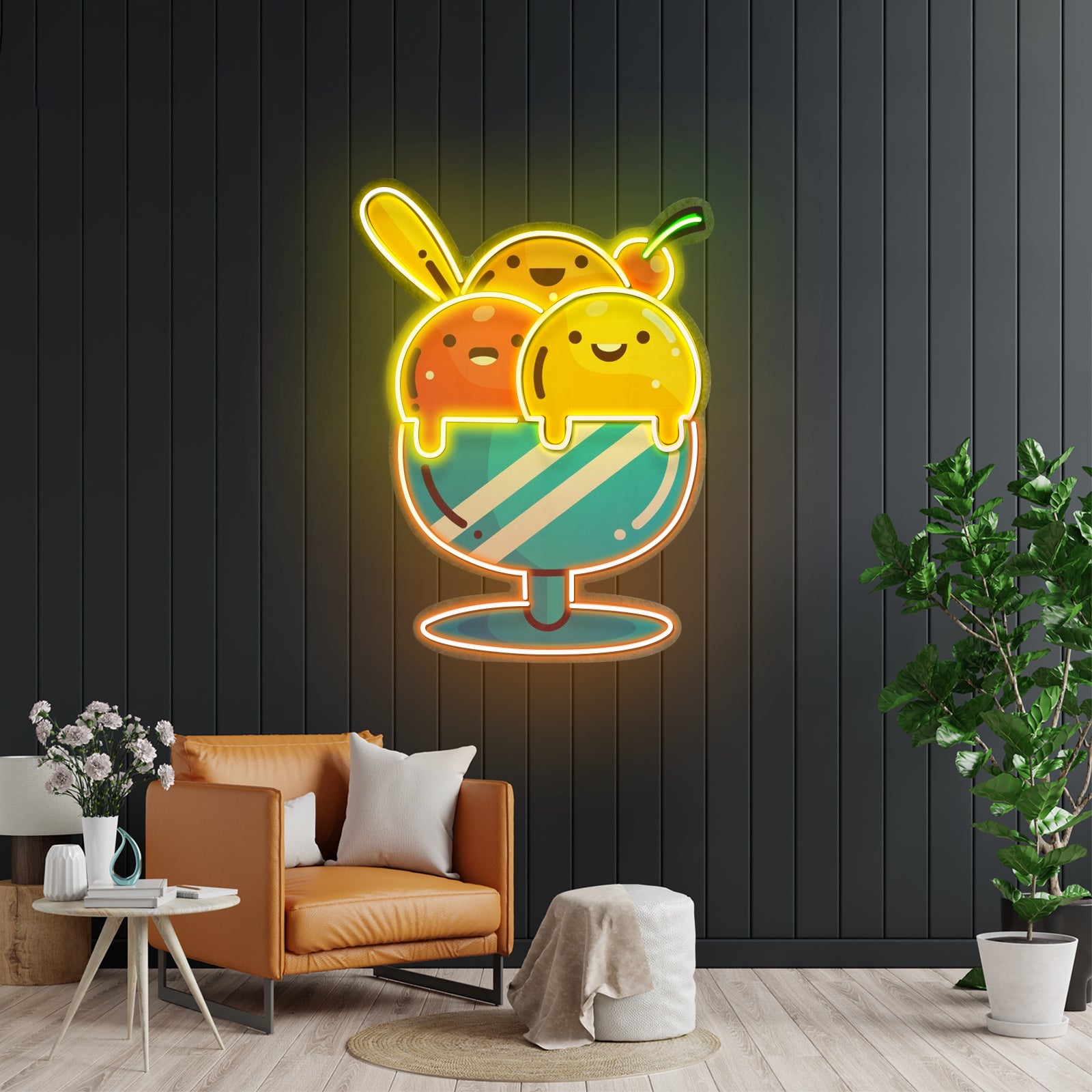 Three Scandinavian Santas Neon Artwork For Sale