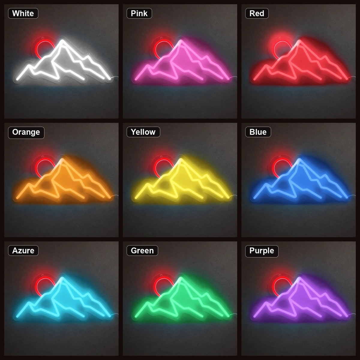 Three Mountain Peaks And Half Sun LED Neon Sign - Shineneon