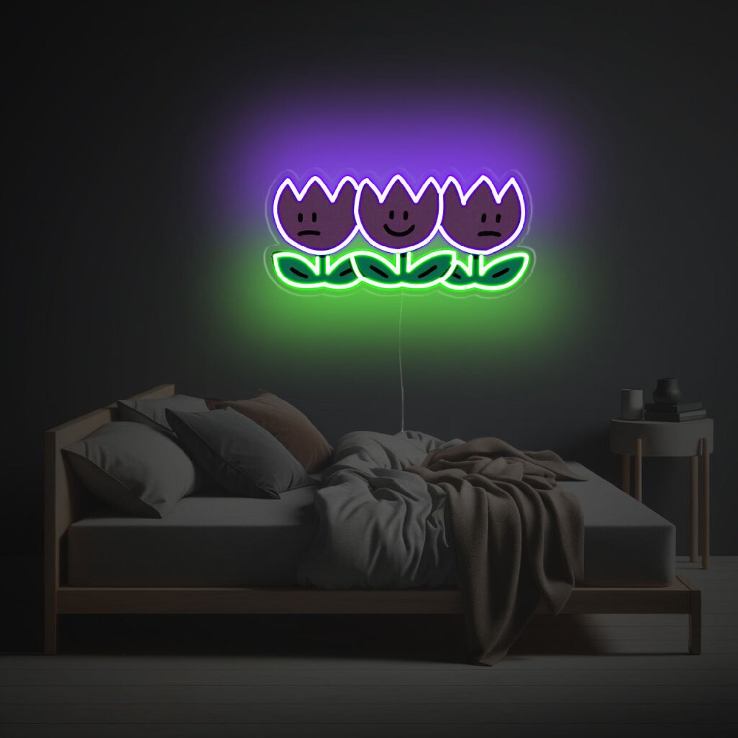 Three Purple Flowers Led Neon Acrylic Artwork Home | Shineneon