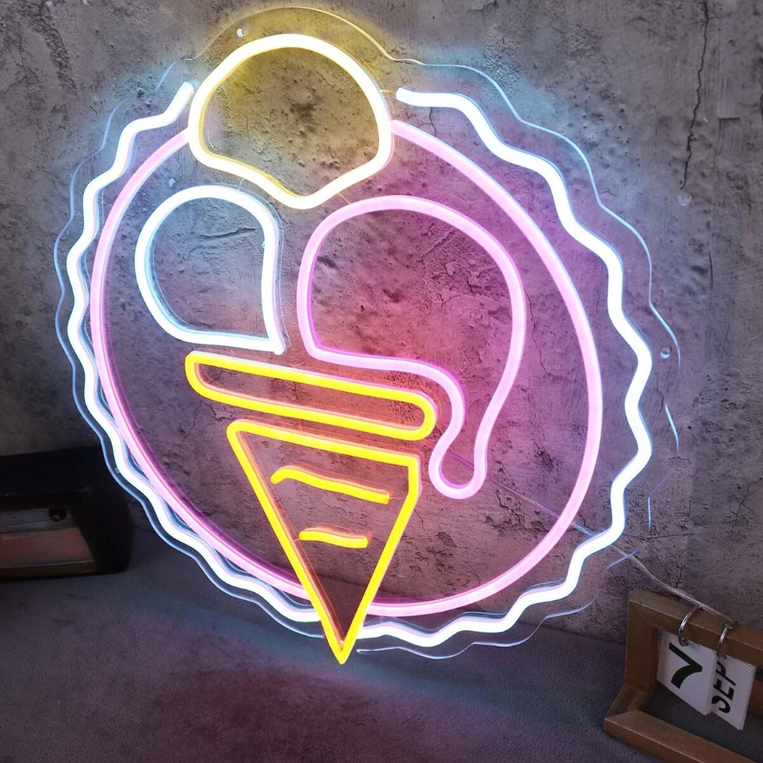 Three Scoops Ice Cream Cone Custom Led Neon Sign - Shineneon