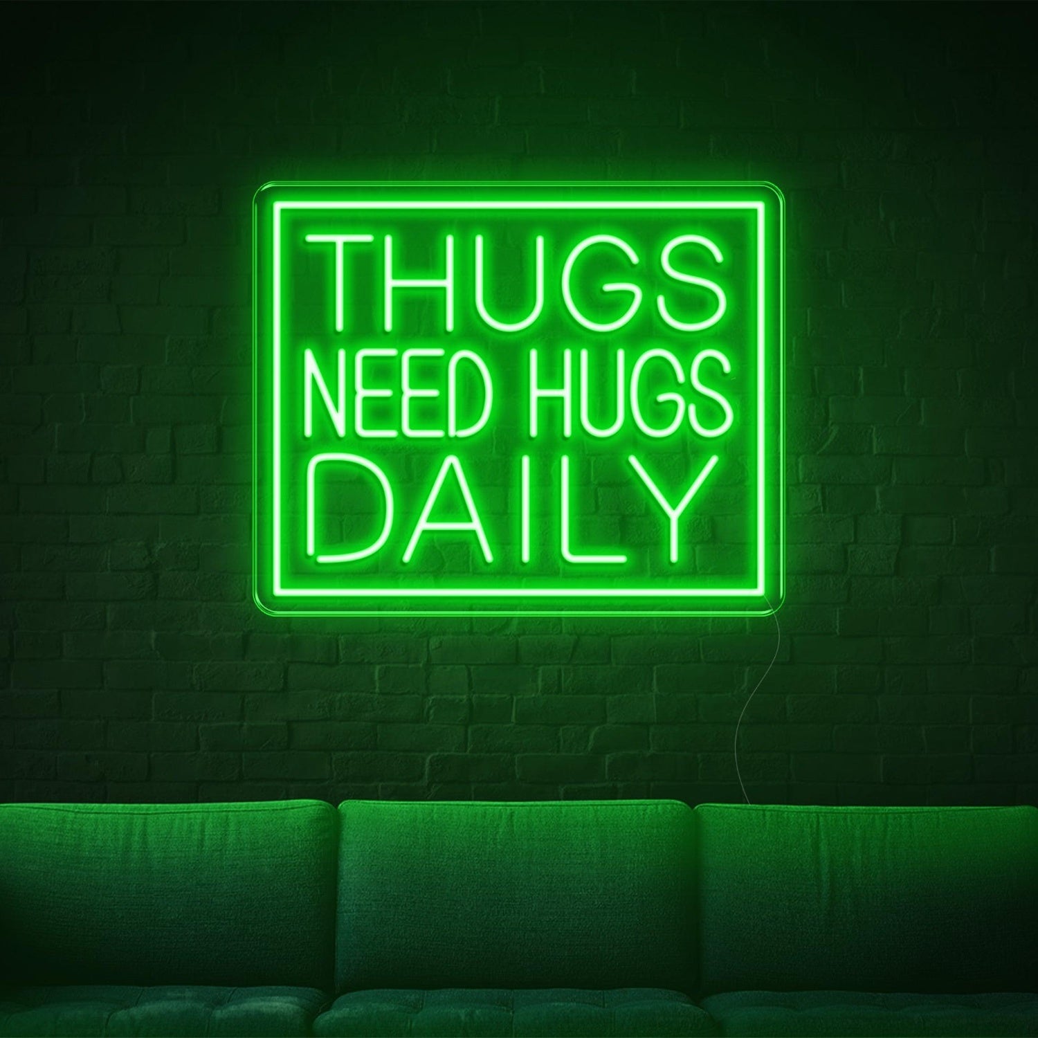 Thugs Need Hugs Daily Blue Text Led Neon Sign For Indoor Decor | Shineneon