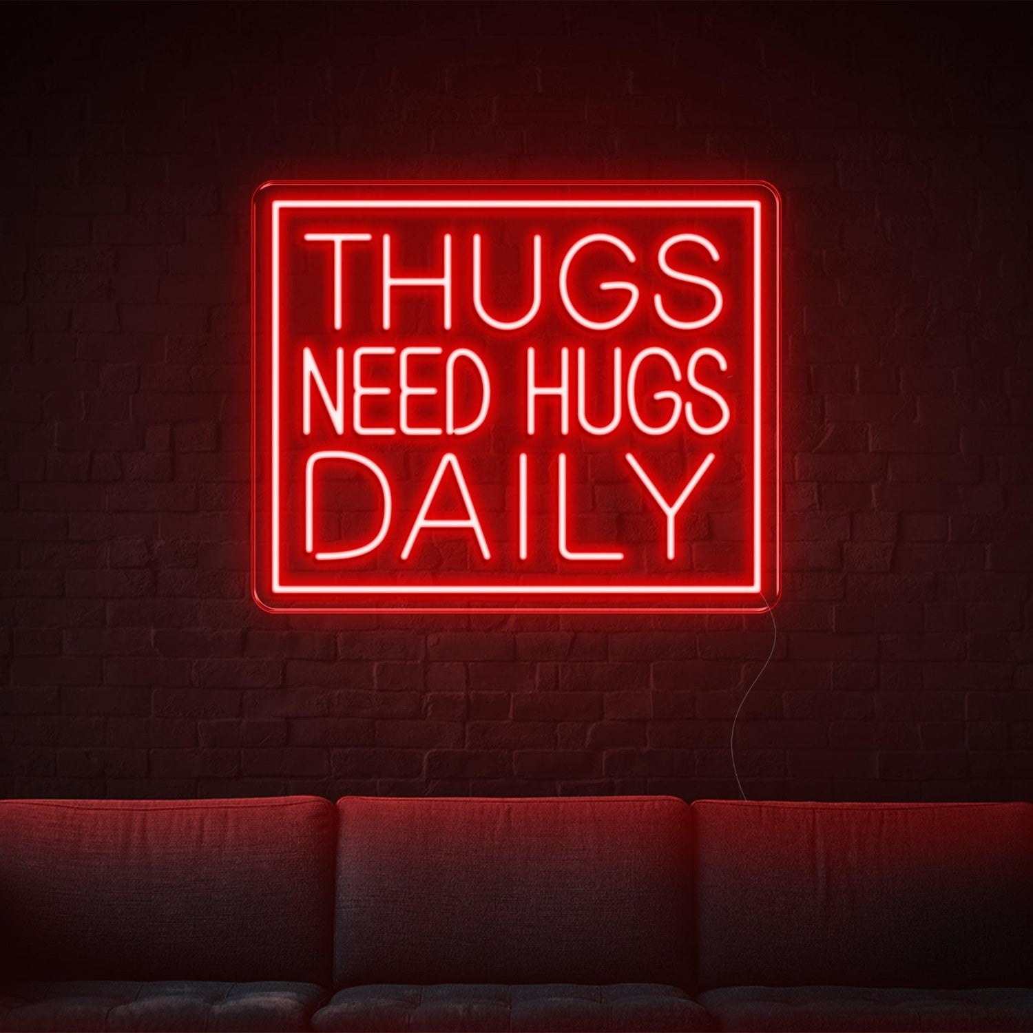 Thugs Need Hugs Daily Blue Text Led Neon Sign For Indoor Decor | Shineneon