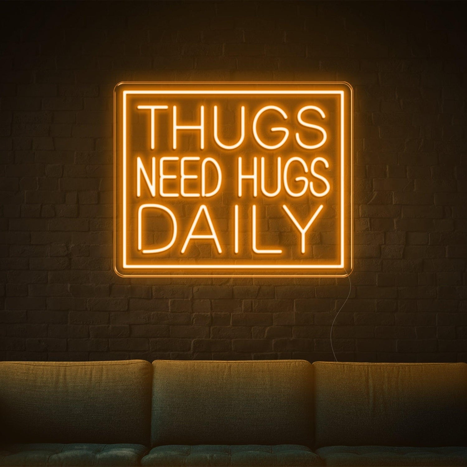 Thugs Need Hugs Daily Blue Text Led Neon Sign For Indoor Decor | Shineneon