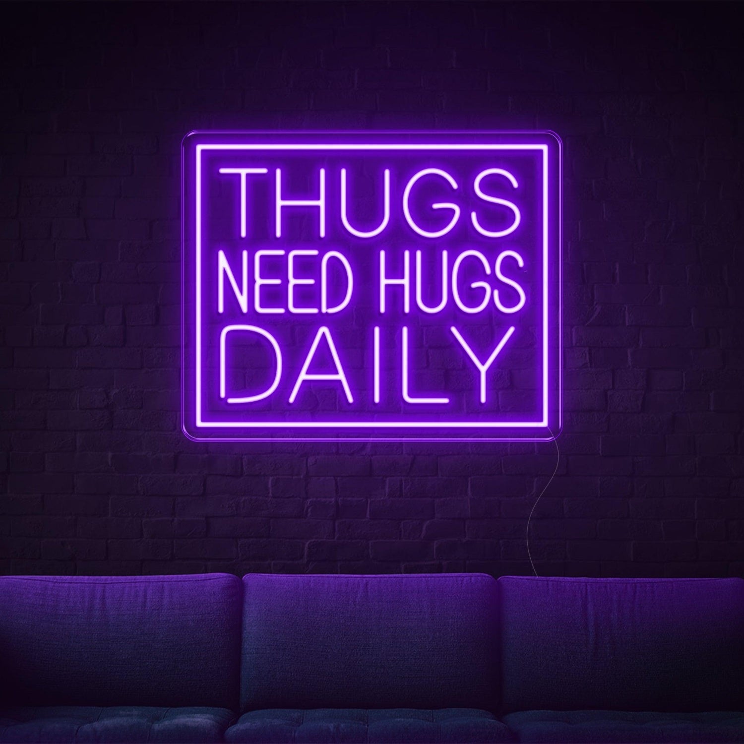 Thugs Need Hugs Daily Blue Text Led Neon Sign For Indoor Decor | Shineneon