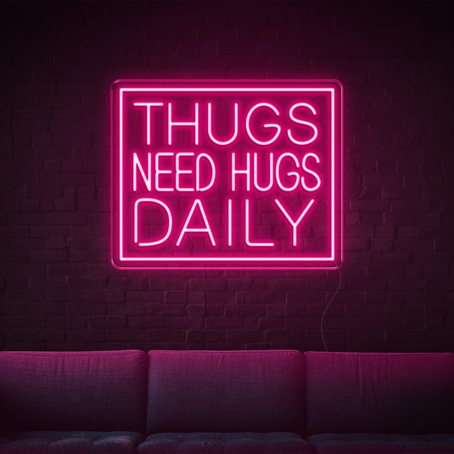 Thugs Need Hugs Daily Blue Text Led Neon Sign For Indoor Decor | Shineneon