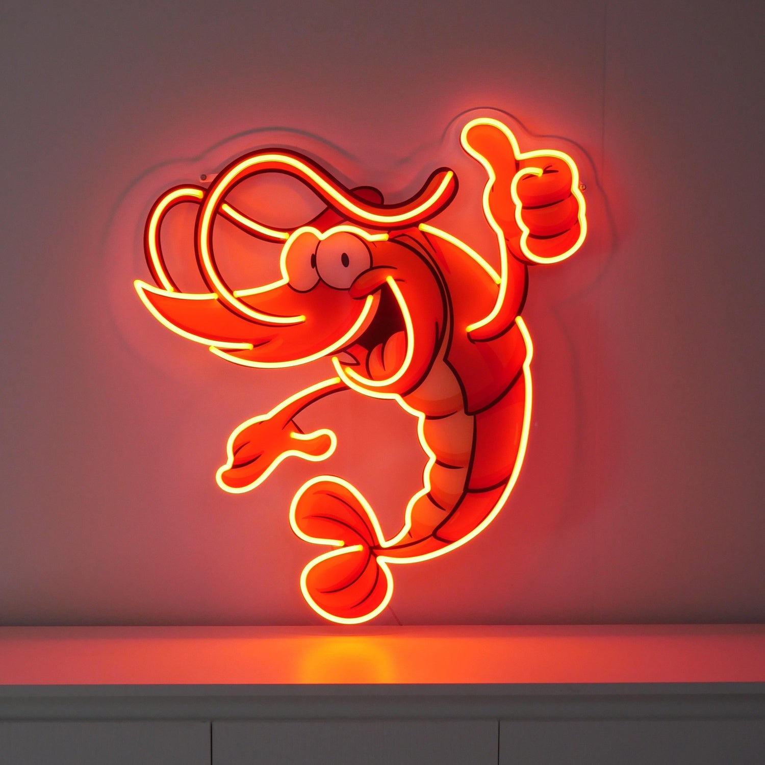 Thumps-Up Shrimp Glowing Uv Printed Led Neon Sign For Bar Restaurant Decor | Shineneon