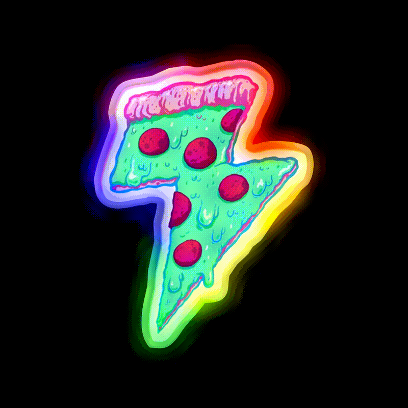 Thunder Neon Pizza Fast Food Led Neon Sign For Burger Place Rgb Color - LED neon sign close-up detail