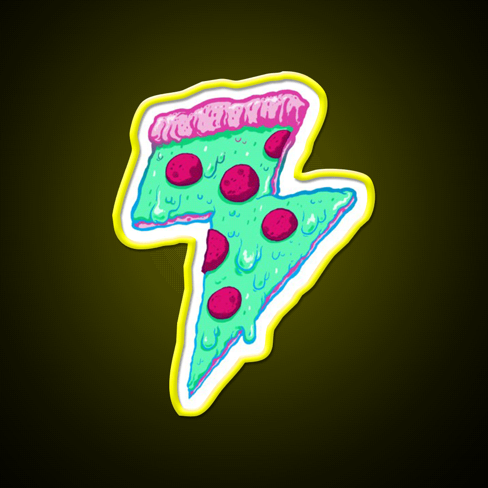 Thunder Neon Pizza Fast Food Led Neon Sign For Burger Place Rgb Color - Custom LED neon sign front view