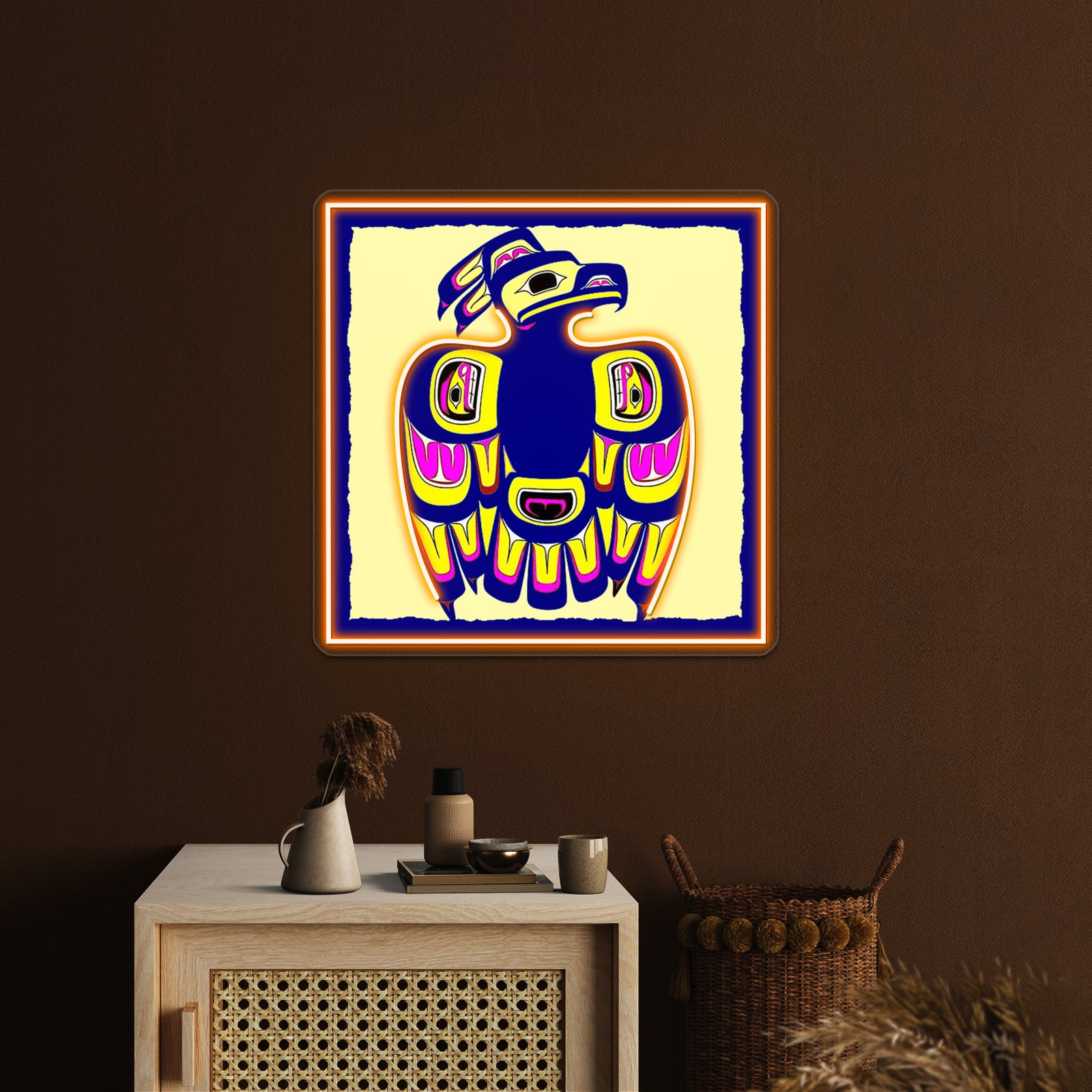 Thunderbird Abstract Indigenous Art Print Wall Artwork Neon Signs | Shineneon