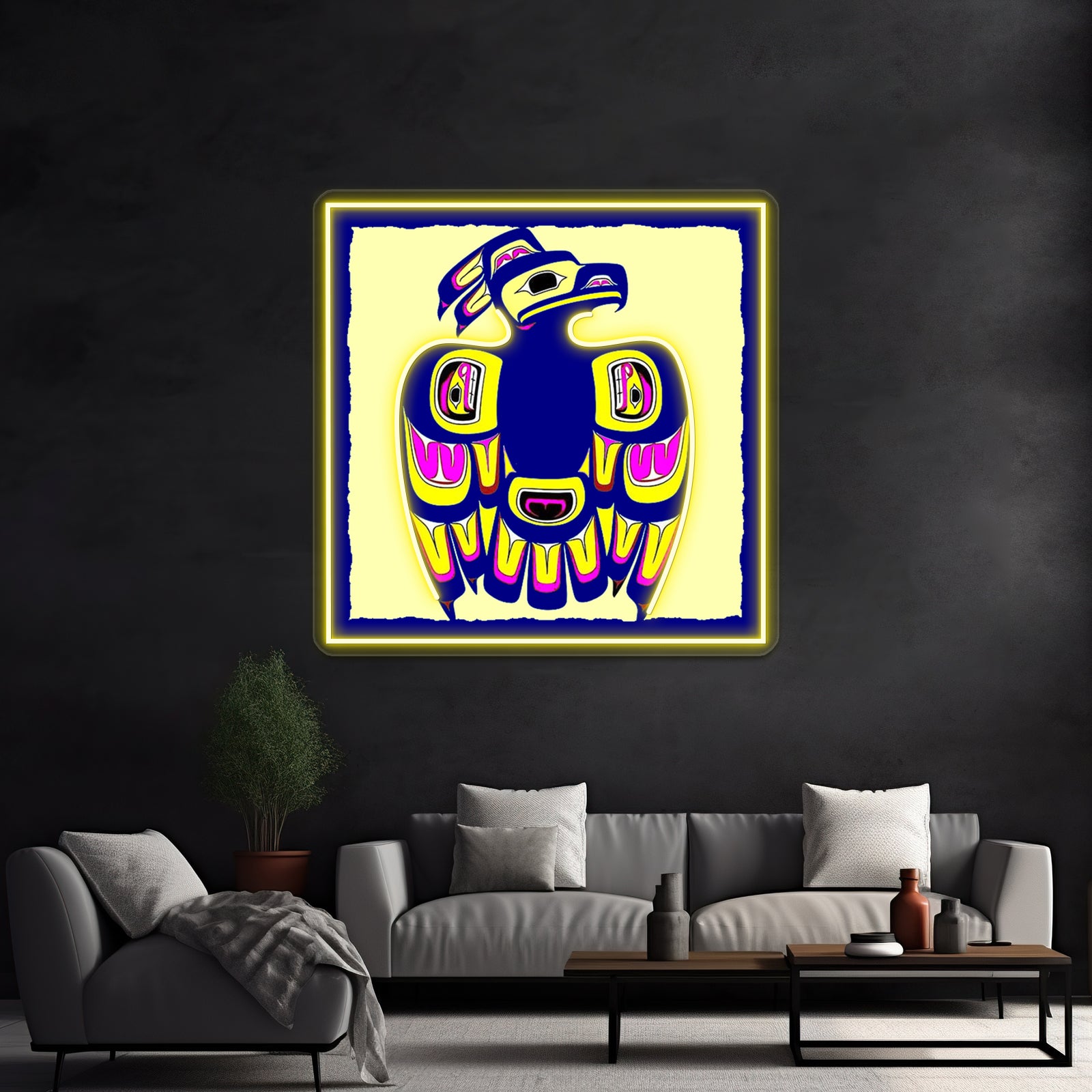 Thunderbird Abstract Indigenous Art Print Wall Artwork Neon Signs | Shineneon