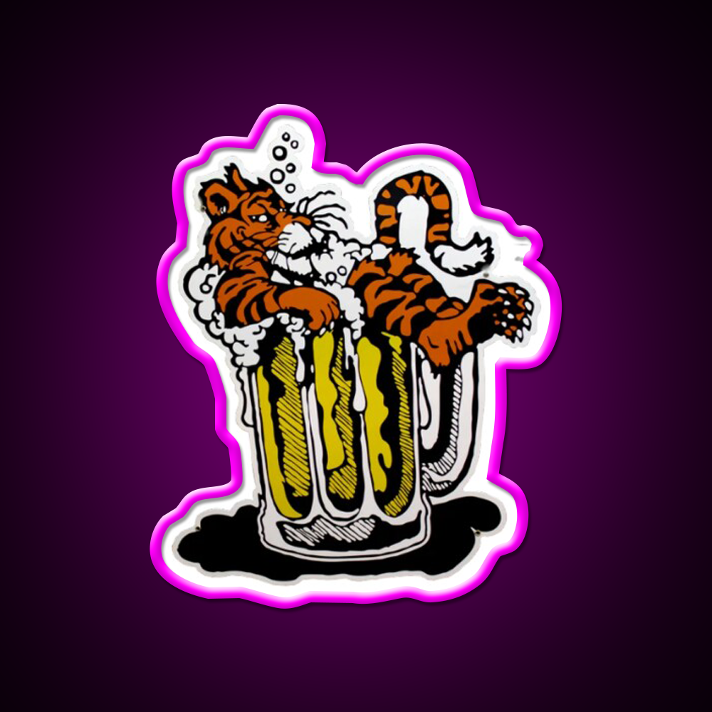 Tiger Town Tavern Beer Bar Decor Led Neon Sign Rgb Color - Neon sign mounted on wall in room