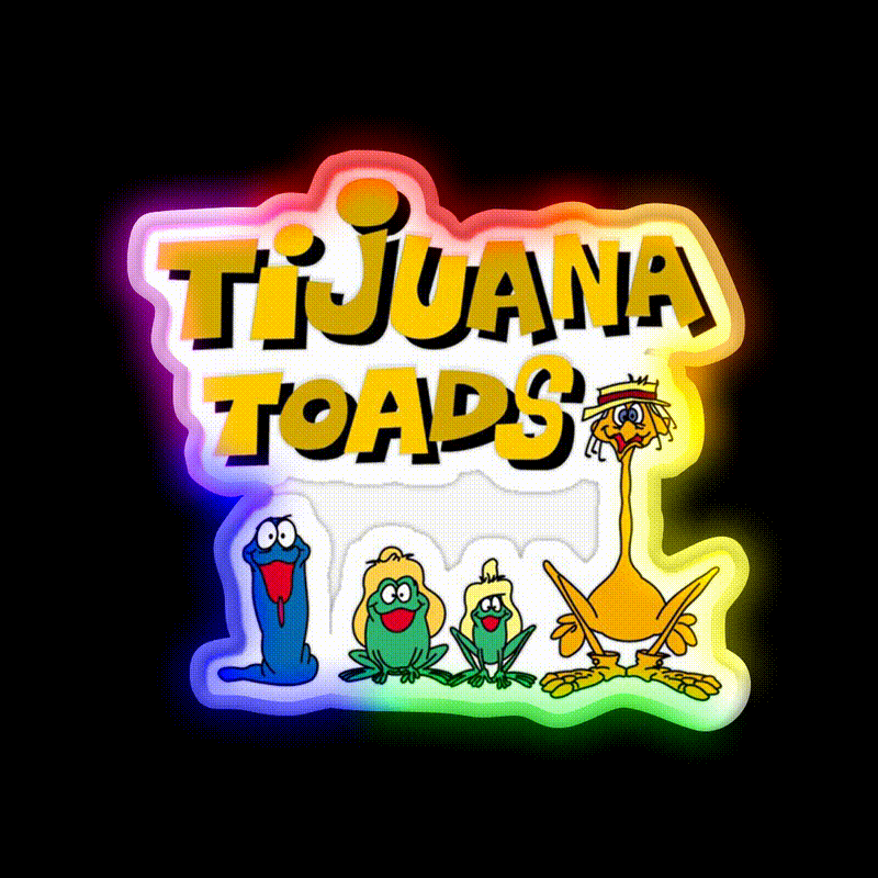 Tijuana Toads And Friends Party Drink Tequila Led Neon Sign Rgb Color - LED neon sign close-up detail