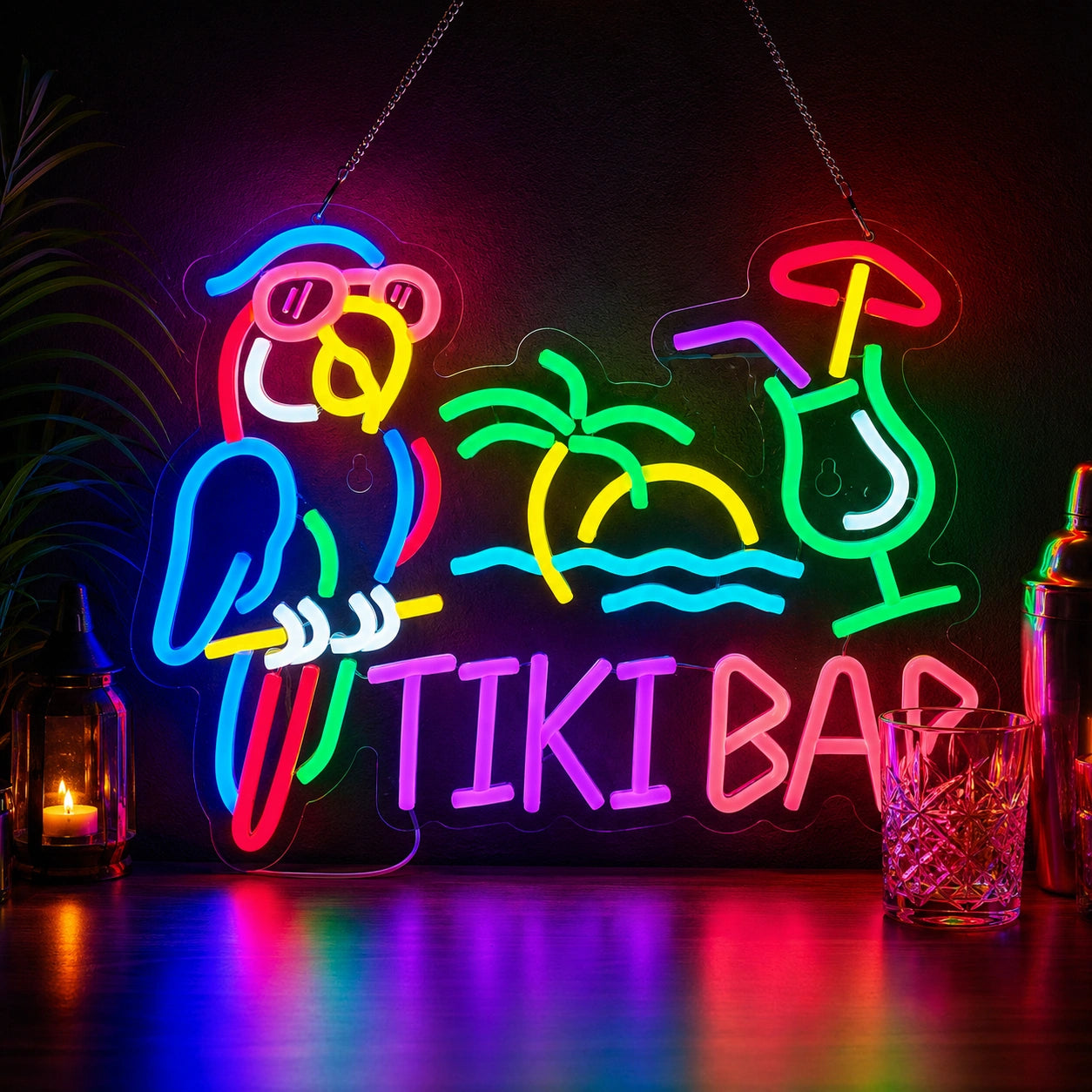 Tiki Bar Parrot Neon Sign Wall Art LED Neon Sign high-converting product image