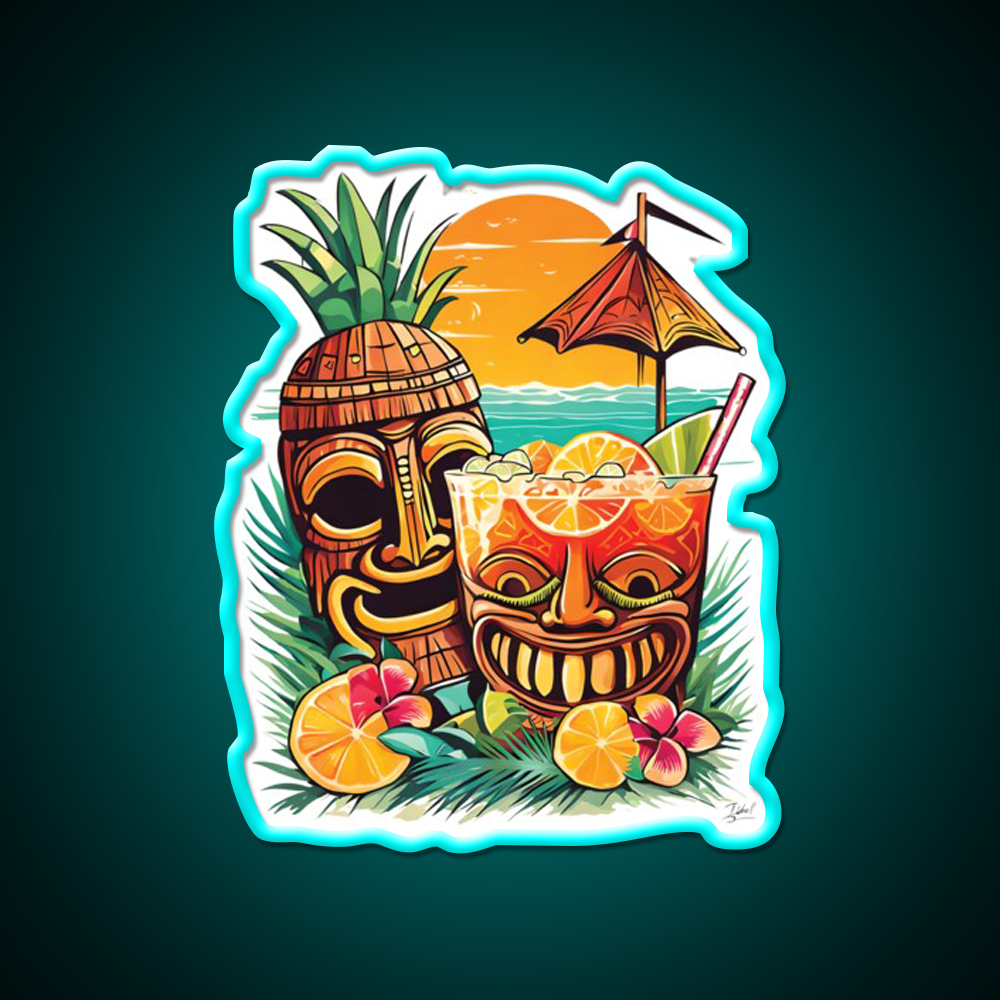 Tiki Cocktail Bar Decor Led Neon Sign Rgb Color - Size and dimension reference