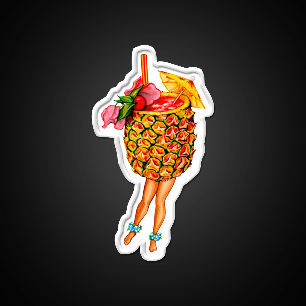 Tiki Cocktail Pin Up Pineapple Cocktail Bar Decor Led Neon Sign Rgb Color - Shineneon