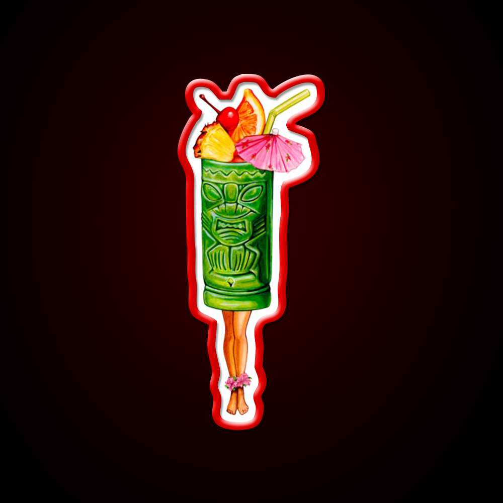 Tiki Cocktail Pin Up Tiki Head Cocktail Bar Decor Led Neon Sign Rgb Color - LED neon sign view 10