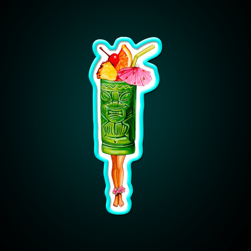 Tiki Cocktail Pin Up Tiki Head Cocktail Bar Decor Led Neon Sign Rgb Color - Shineneon