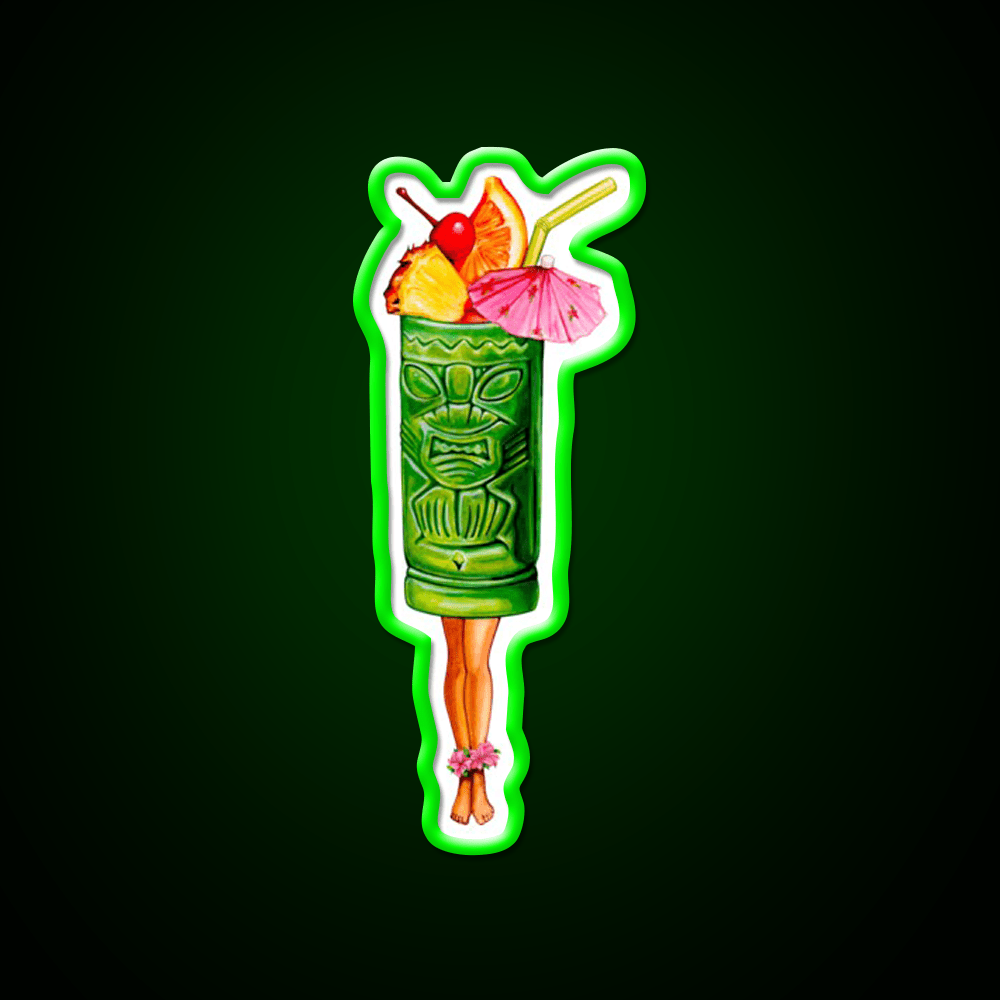 Tiki Cocktail Pin Up Tiki Head Cocktail Bar Decor Led Neon Sign Rgb Color - Shineneon