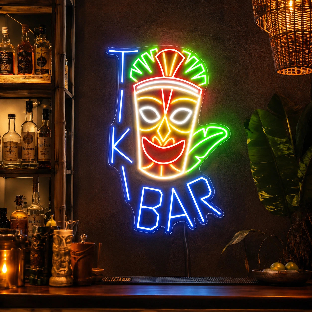 Tiki Mask Bar Neon Sign LED Neon Sign real lifestyle scene