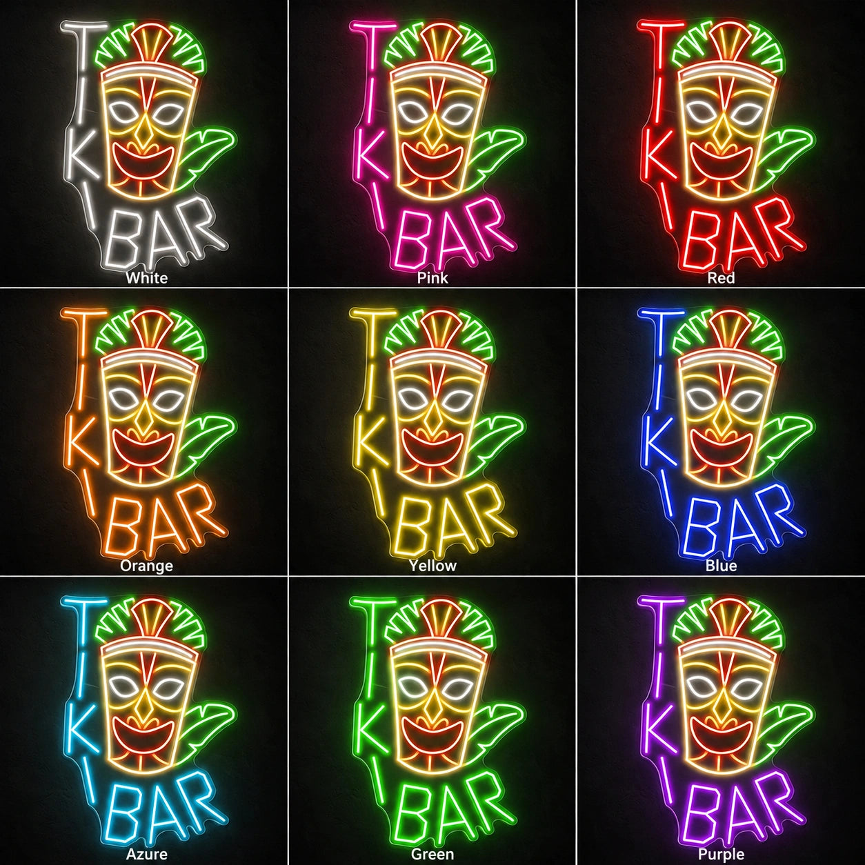 Tiki Mask Bar Neon Sign LED Neon Sign color grid